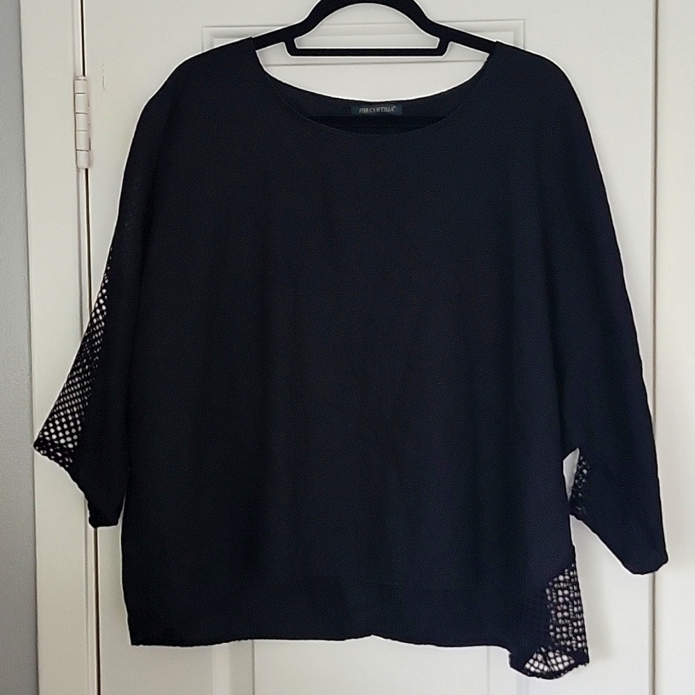 Black 100% linen top by For Cynthia